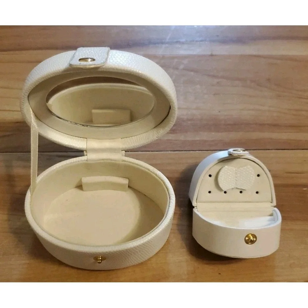 Small Jewelry Case Travel Accessory Storage Box Jewelry Organizer White Set of 2